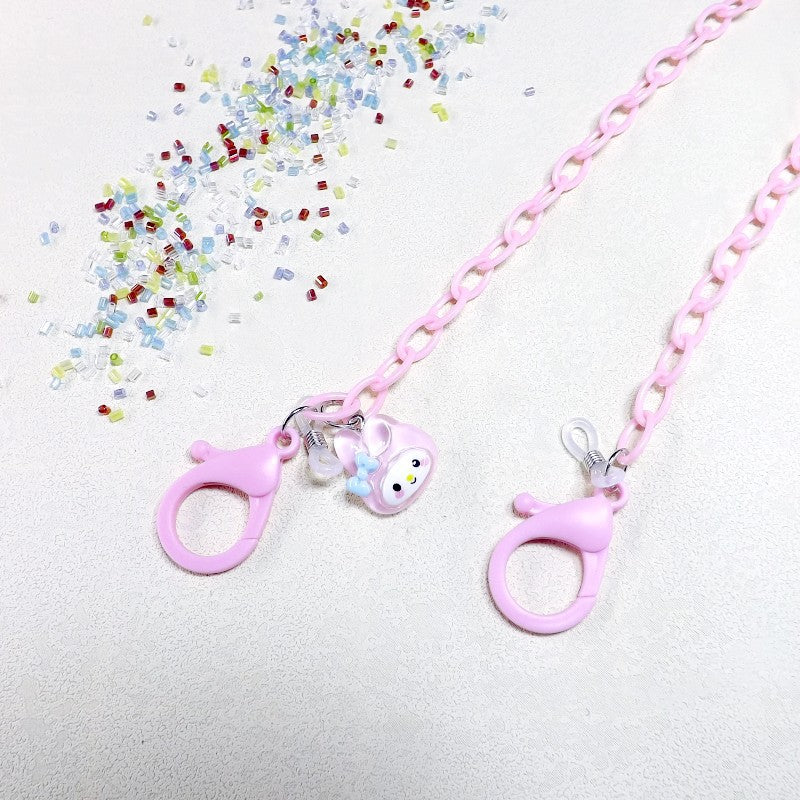 Unique unisex eyeglass holder chain, clear material with a fun dog pendant, great gift idea.