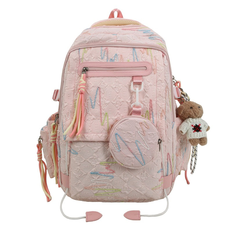 Unisex playful graphic backpack with a colorful print, perfect for students & everyday casual adventures.
