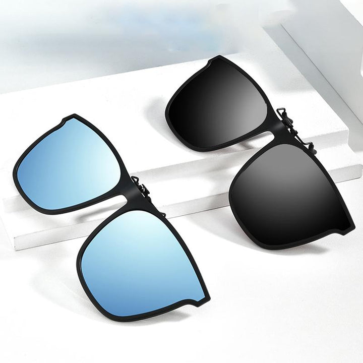 Unisex polarized flip-up clip-on sunglasses, UV400 protection, perfect for reducing glare outdoors.