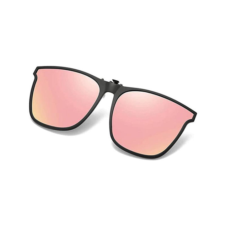 Flip-up polarized clip-on sunglasses with UV400 protection, ideal for reducing glare while driving.