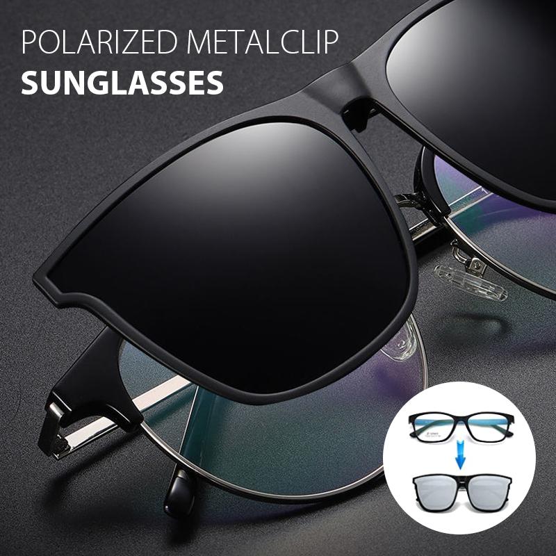 Glare-reducing unisex flip-up polarized clip-on sunglasses, providing UV400 eye protection.