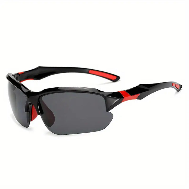 Lightweight unisex sports sunglasses with polarized UV protection for outdoor activities.