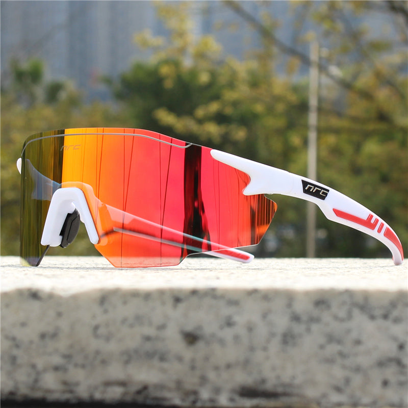 Lightweight polarized sports sunglasses for cycling & running, offering superior UV protection and glare reduction.