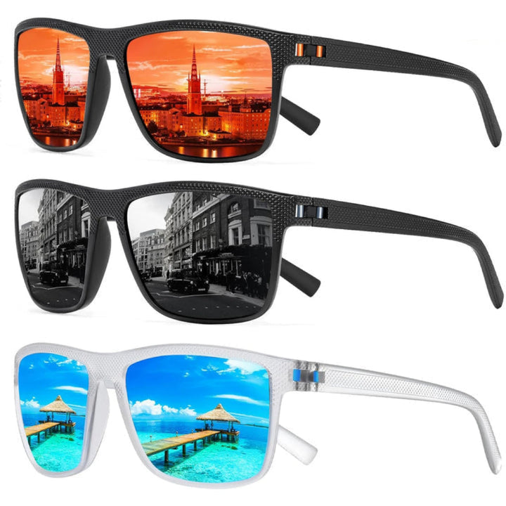 Unisex polarized sunglasses 3-pack with UV400 protection, ideal for driving, fishing, and outdoor activities.