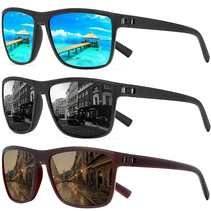 3-pack unisex polarized sunglasses with UV400 anti-glare lenses, perfect for outdoor sports, fishing & driving.