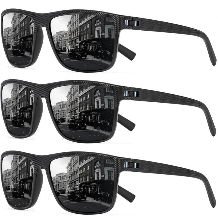 Stylish square frame unisex polarized sunglasses 3-pack, offering UV400 protection for all outdoor adventures.