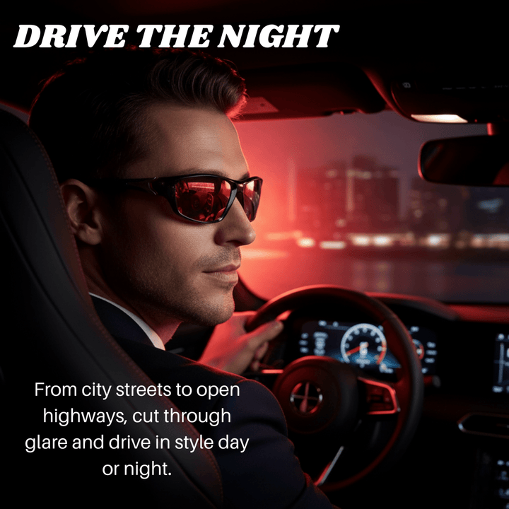 Men's & women's driving sunglasses, polarized with UV400 protection for clear day & night vision.