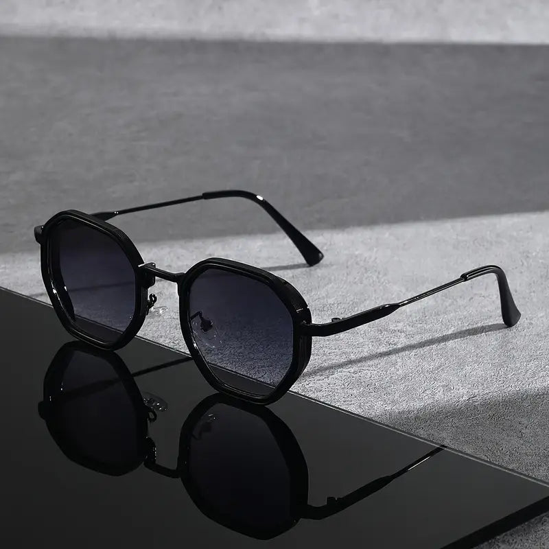 Unisex polygonal fashion sunglasses with tinted, anti-glare lenses. Stylish, lightweight eyewear for men & women.
