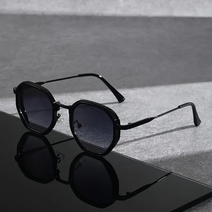 Unisex polygonal fashion sunglasses with tinted, anti-glare lenses. Stylish, lightweight eyewear for men & women.