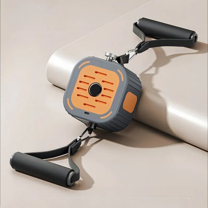 Adjustable resistance portable home gym & rowing trainer for effective strength and endurance training.