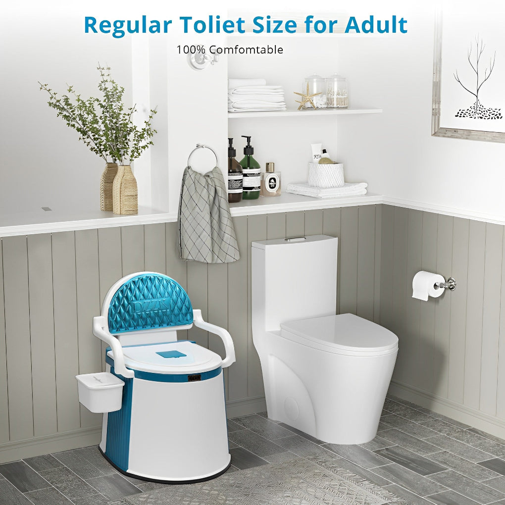 Compact portable toilet for camping, travel & outdoor use. Essential hygiene solution for adults.