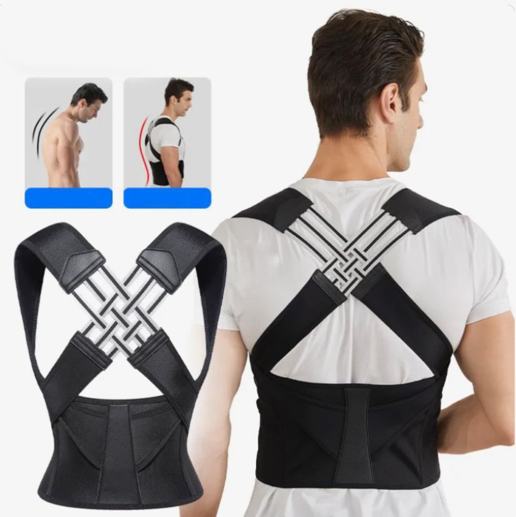 Ergonomic back support brace, designed for improved posture & spine alignment. Unisex for pain relief & wellness.