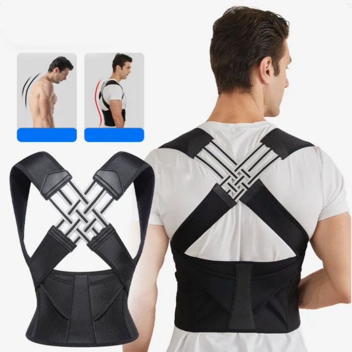 Ergonomic back support brace, designed for improved posture & spine alignment. Unisex for pain relief & wellness.