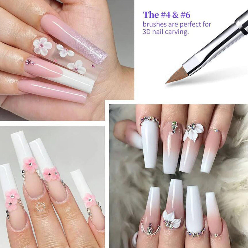 Nail art brush kit for precise and intricate designs. Unisex detailing brushes for professional and home manicures.