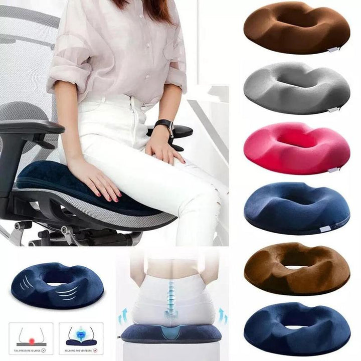 Memory foam seat cushion provides pressure relief for hemorrhoids, coccyx & sciatica. Ideal for office & car.