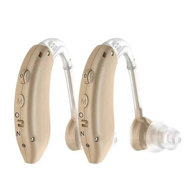 Discreet universal rechargeable hearing aid, comfortable for all-day wear, providing clear sound amplification.