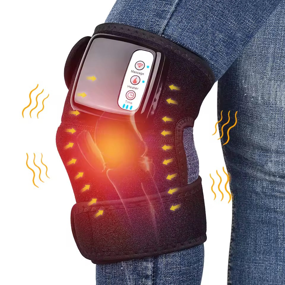 Unisex rechargeable heating & vibration wrap for joint pain relief. Cordless neoprene therapy for muscles.