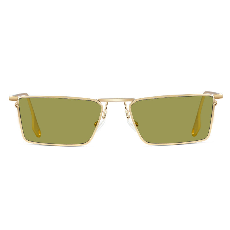 Enjoy summer with unisex rectangular metal frame sunglasses, UV400 eye protection.