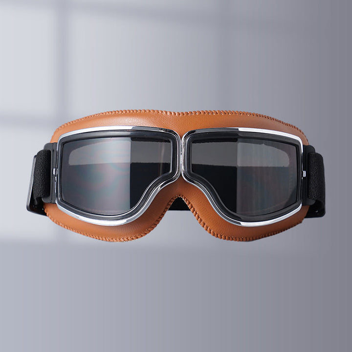 Comfortable Retro Aviator Over-Glasses Goggles, foldable design ensuring clear vision for riders.