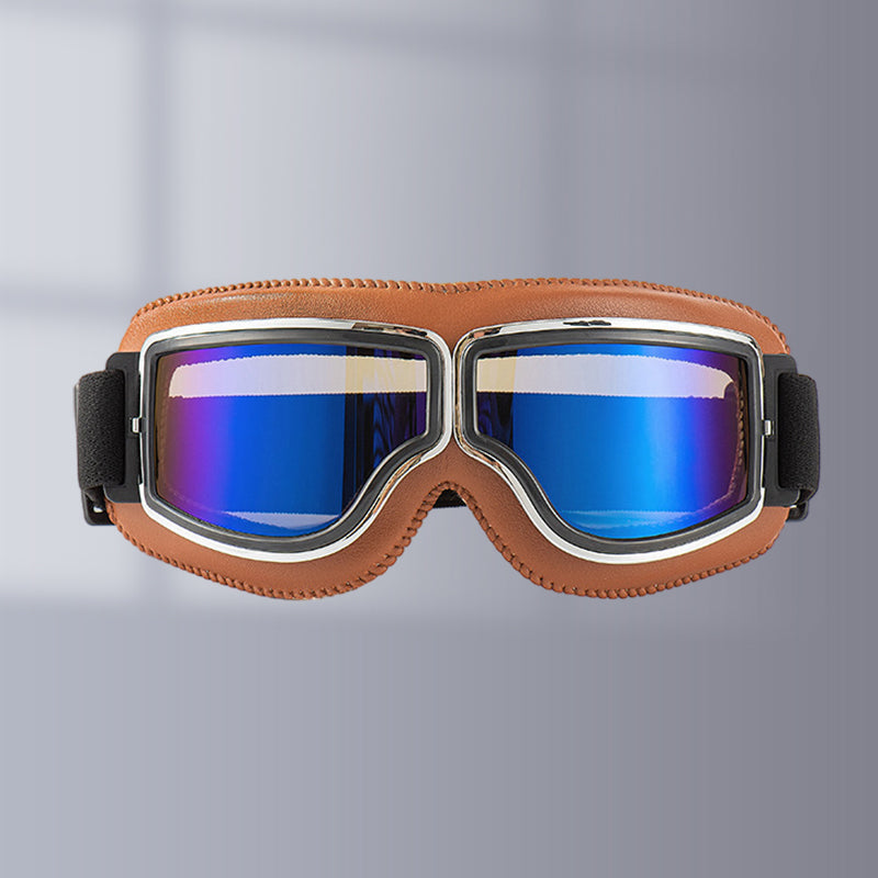 Unisex foldable Retro Aviator Goggles, ideal over-glasses eye protection for motorcycles & outdoor use.