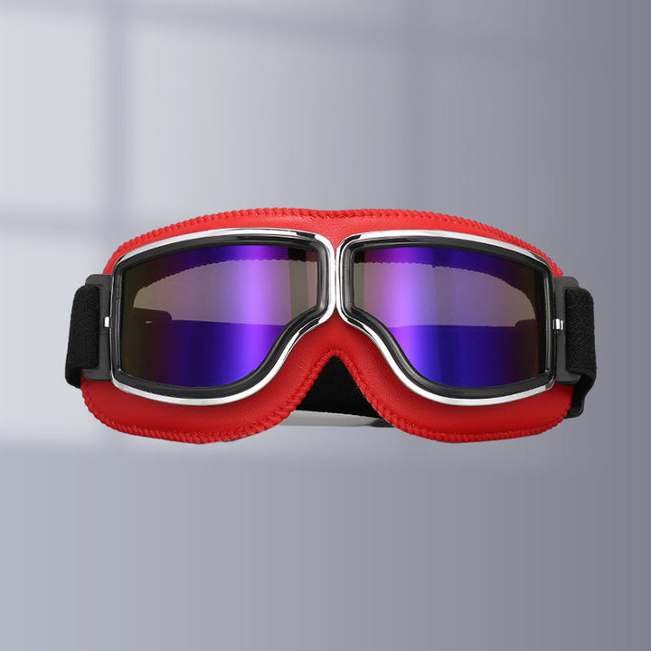 Adventure-ready foldable Retro Aviator Goggles, over-glasses design for motorcycle, skiing, & outdoor exploration.