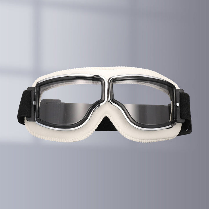 Highly practical foldable Retro Aviator Motorcycle Goggles, over-glasses compatible for dust & wind protection.
