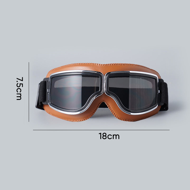 Foldable Retro Aviator Motorcycle Goggles fit over glasses, windproof eye protection for riders.