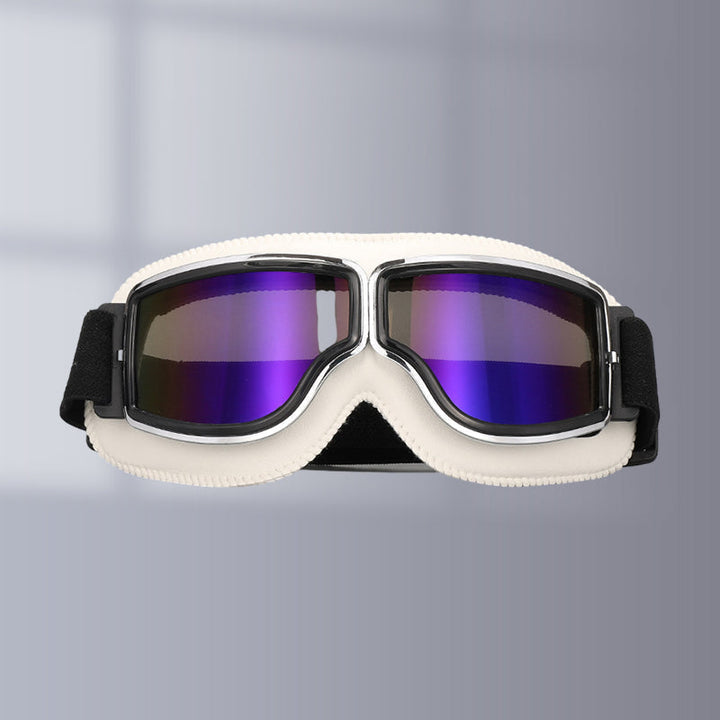 Foldable Retro Aviator Goggles for motorcycles, over-glasses design providing dust & wind protection.