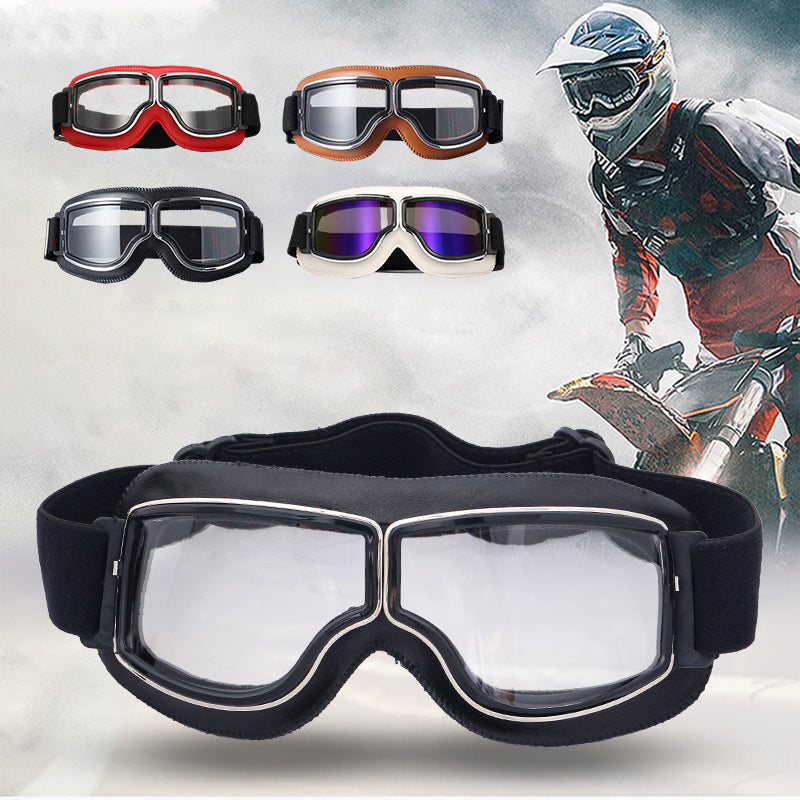 Compact foldable Unisex Retro Aviator Motorcycle Goggles for easy storage & vintage style riding gear.