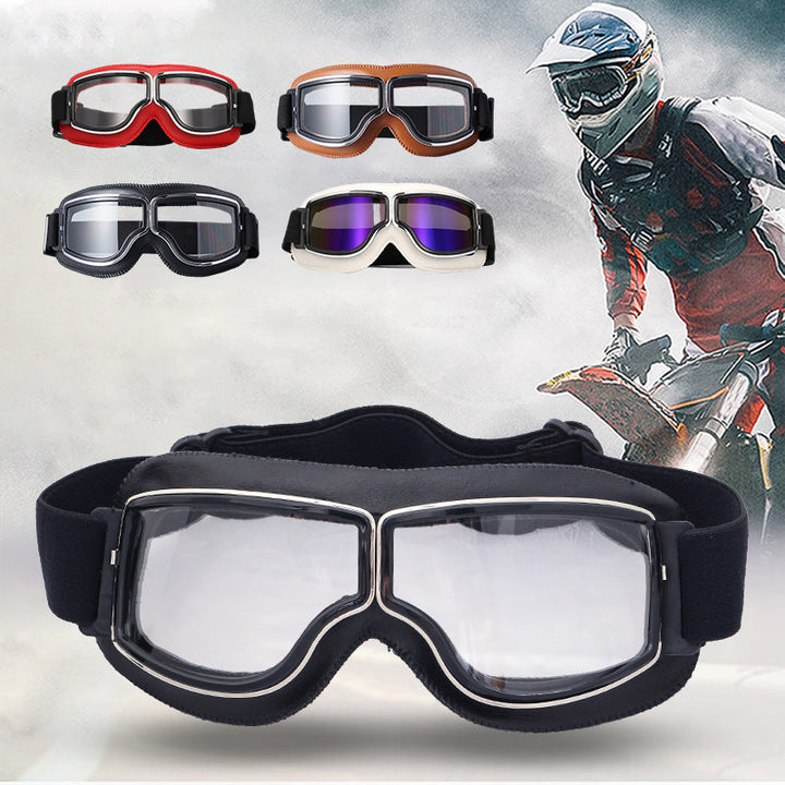 Compact foldable Unisex Retro Aviator Motorcycle Goggles for easy storage & vintage style riding gear.
