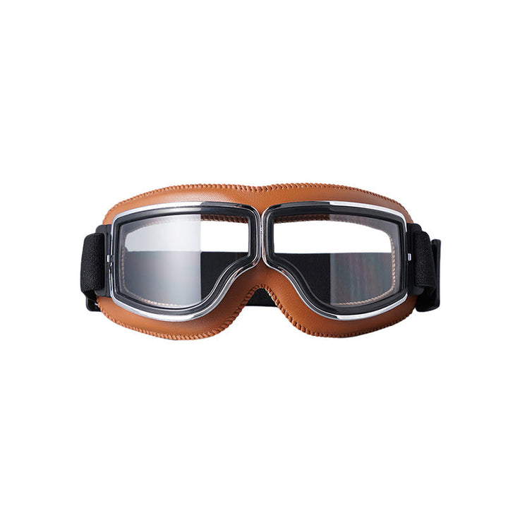 Vintage style Retro Aviator Goggles, foldable & over-glasses design for motorcycle riders & outdoor sports.