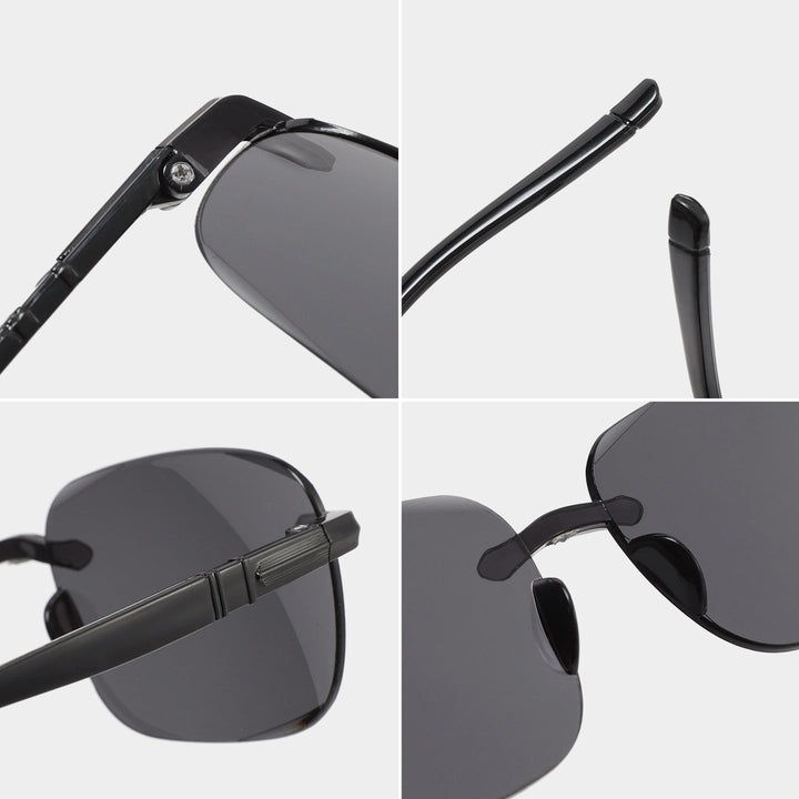 Black geometric retro sunglasses for men & women. UV protection, statement fashion eyewear.