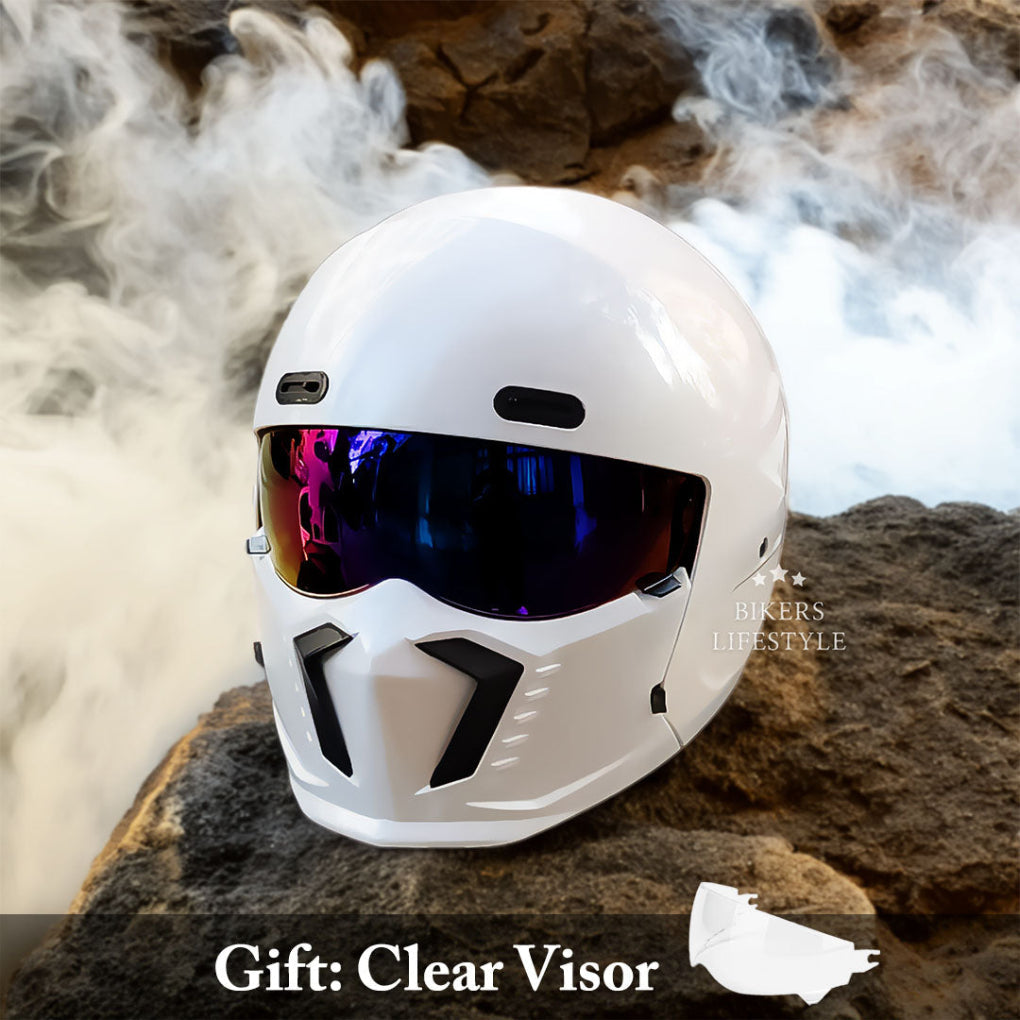 Classic retro pilot open face helmet for motorcycle enthusiasts. DOT & ECE approved bike gear.