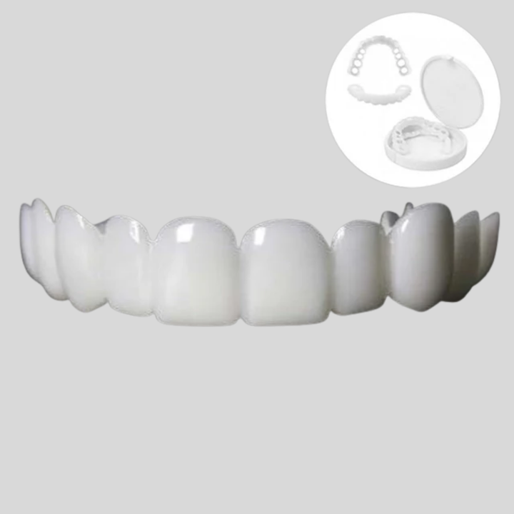 Unisex reusable snap-on smile veneers for instant cosmetic teeth enhancement. Achieve a brighter, confident smile easily.