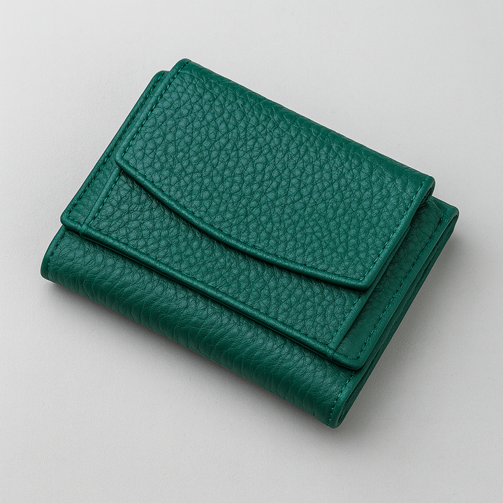 Handmade slim leather RFID wallet, unisex. Secure everyday carry with smart storage for cards.