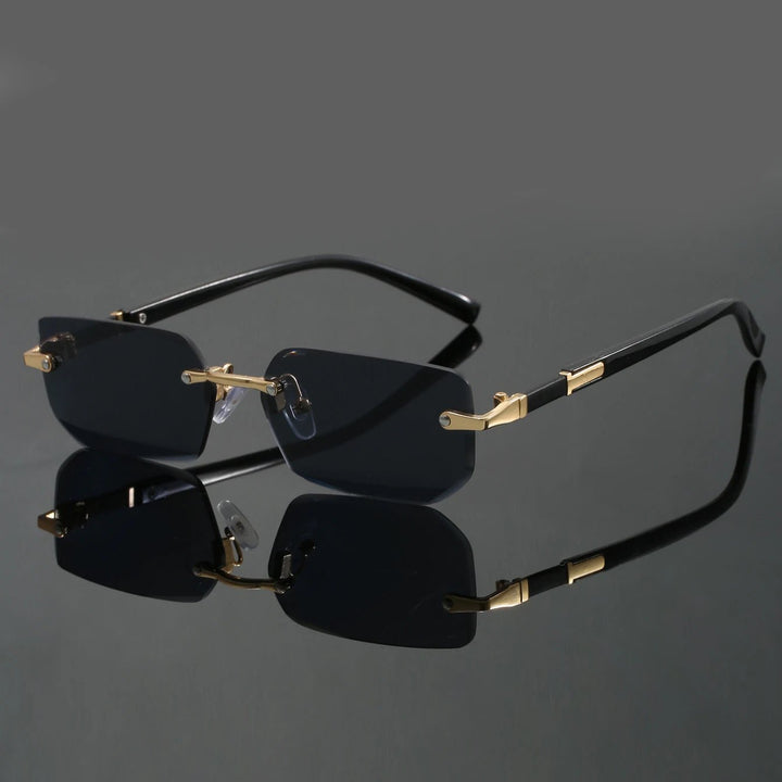 Unisex rimless cut-edge sunglasses with UV400 protection. Modern, lightweight summer eyewear.