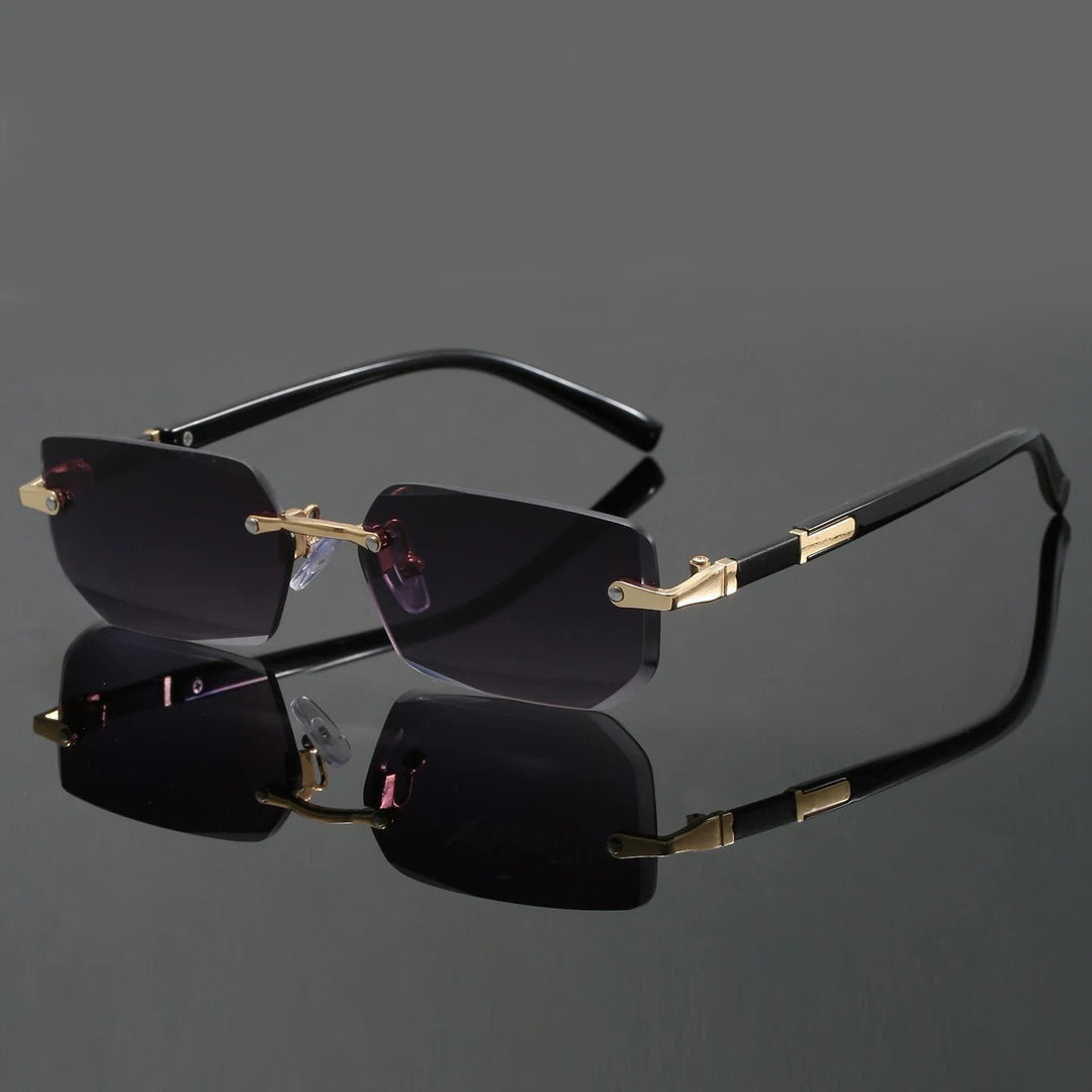 Stylish cut-edge rimless eyewear, unisex design, ensures full UV400 eye protection for any outdoor activity.