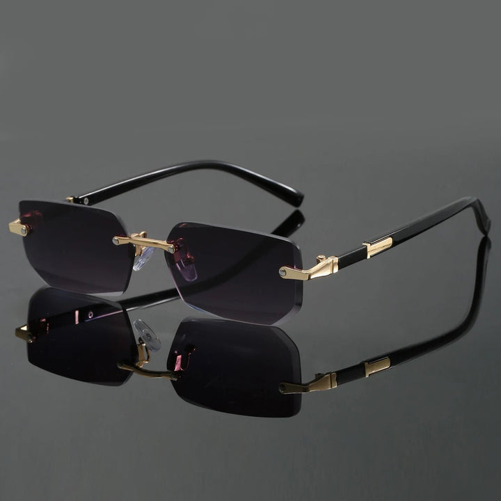 Stylish cut-edge rimless eyewear, unisex design, ensures full UV400 eye protection for any outdoor activity.