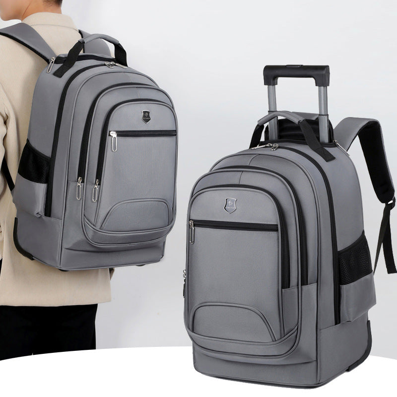Stylish multi-functional rolling travel bag with ample storage. Perfect backpack for school, work, or trips. Unisex.