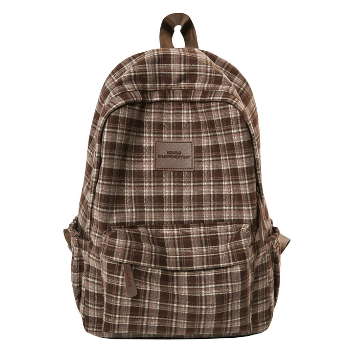 Unisex school backpack with classic black & white checked pattern, ideal for students & daily casual use.