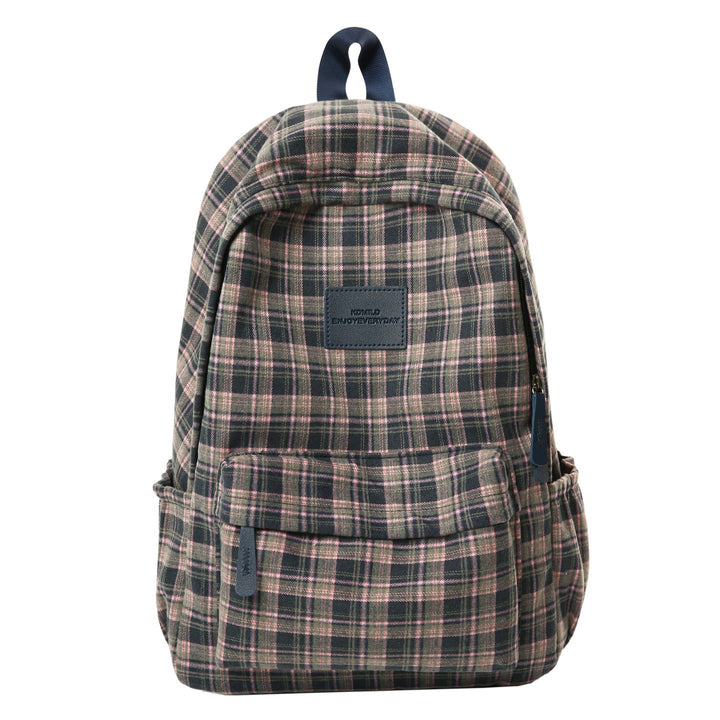 Casual plaid multi-pocket student backpack for school & travel. Durable unisex bookbag for daily essentials.