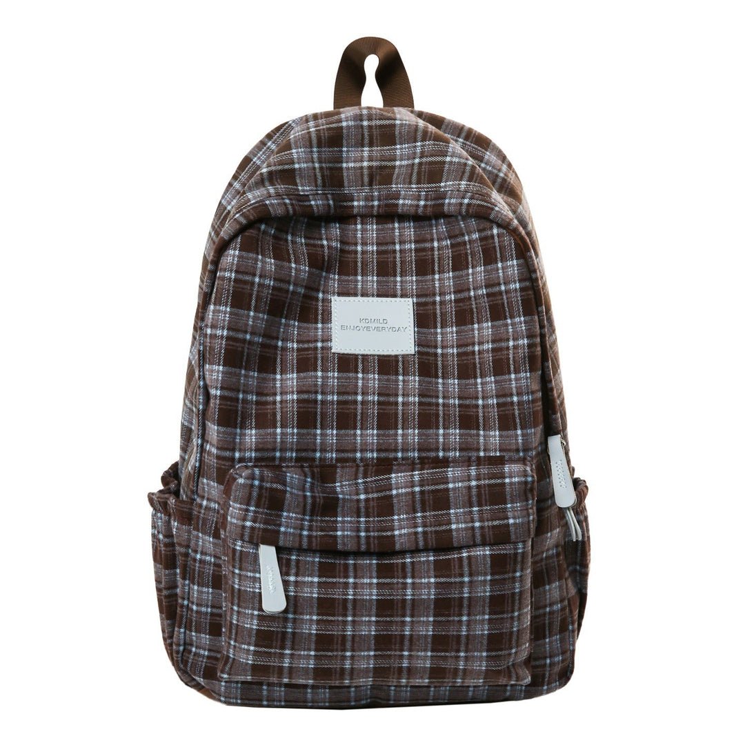 Stylish checked pattern casual backpack for teens & adults. Versatile unisex daypack, perfect for school or daily use.