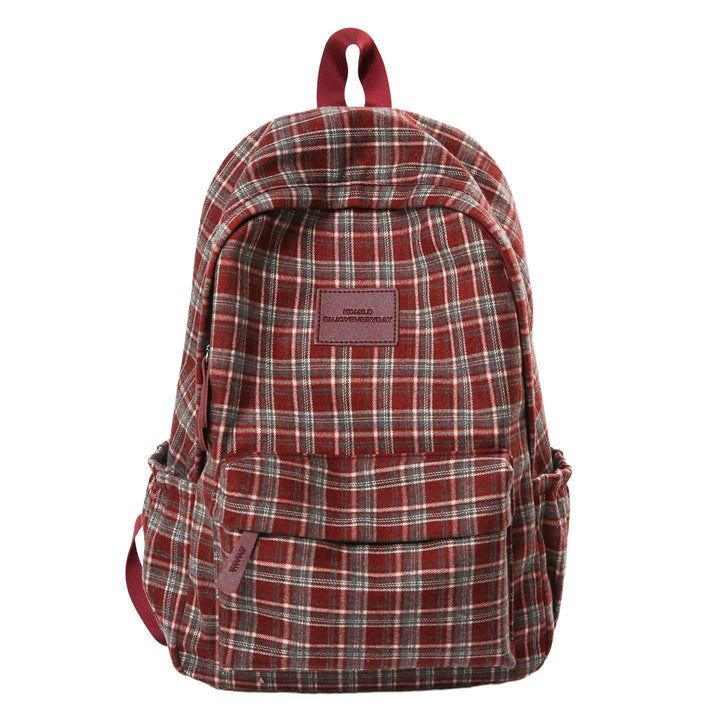 Trendy checked pattern unisex travel daypack. Spacious & durable casual backpack for school, daily commute, or trips.