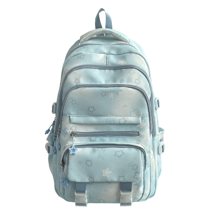 Fashionable unisex star-patterned student backpack, ideal for school, daily use & light travel.