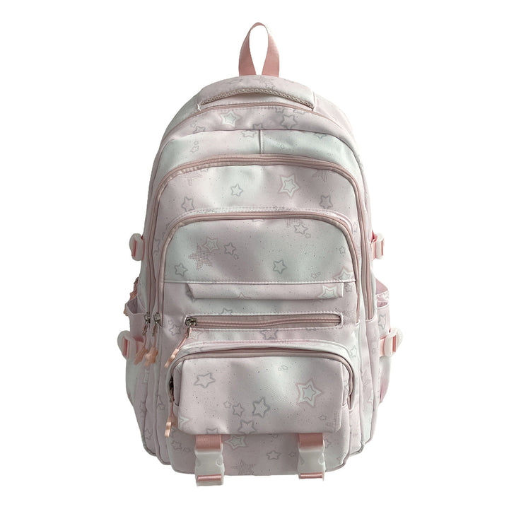 Versatile unisex star print backpack for school, students, and travel, offering comfort & style.