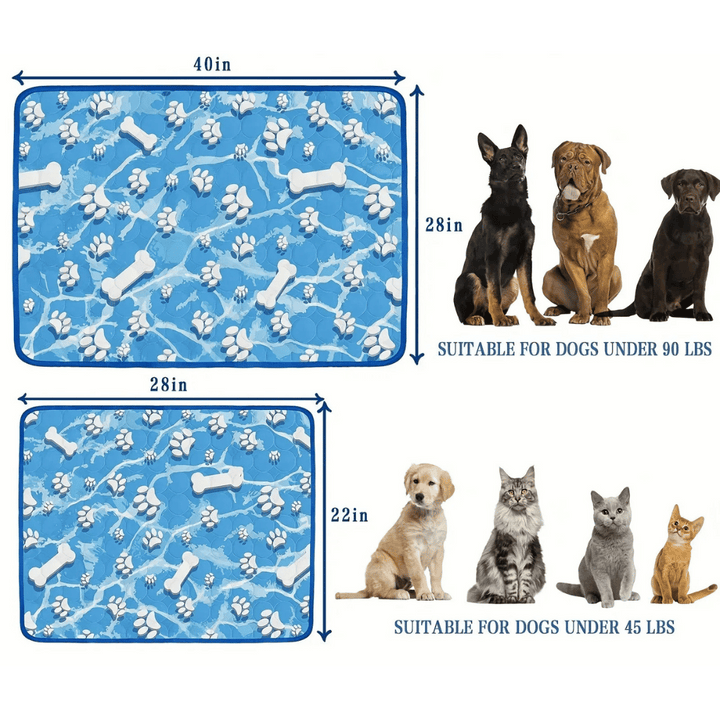 Versatile ice silk cooling pad for pets. Great for beds, crates, or travel; offers dogs & cats instant heat relief.
