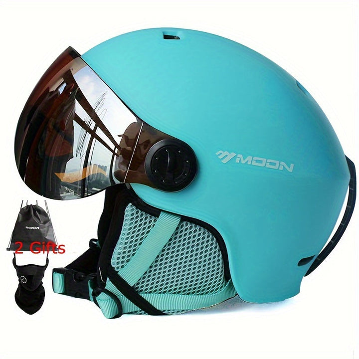 High-quality snowboarding helmet, adjustable fit for all. Essential protective gear for snow.