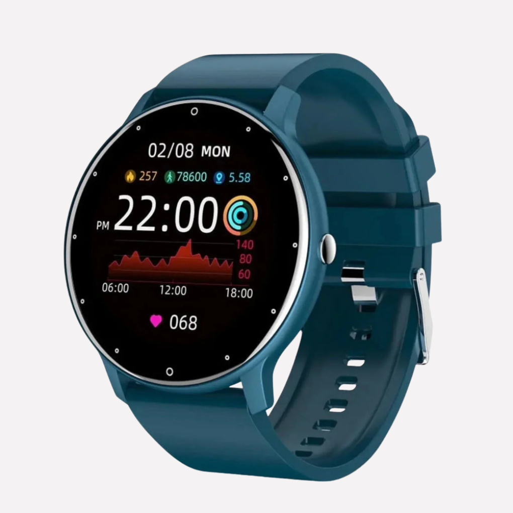 Smart health monitor watch for men & women, tracking heart rate, blood oxygen. Stylish digital fitness gadget.