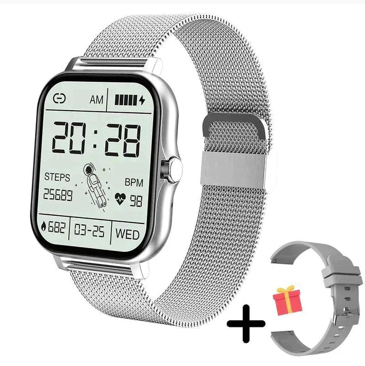 Waterproof unisex smart watch with comfortable band, ideal for all-day health monitoring & hands-free Bluetooth calls.