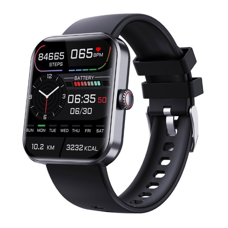 Unisex smartwatch in black, featuring accurate non-invasive blood sugar, heart rate & blood pressure monitoring for fitness.